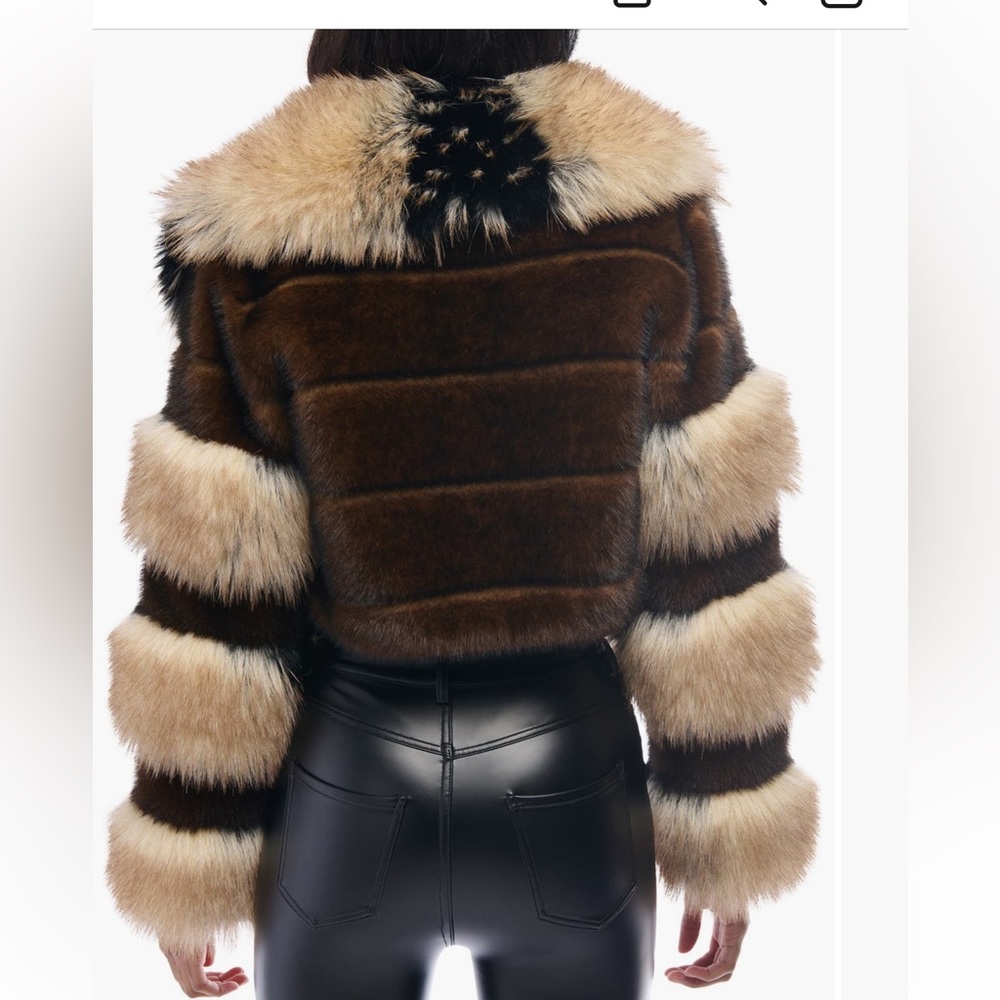 Azalea Wang- PORTIA-FUR FAUX FUR JACKET size S - Picture 2 of 6